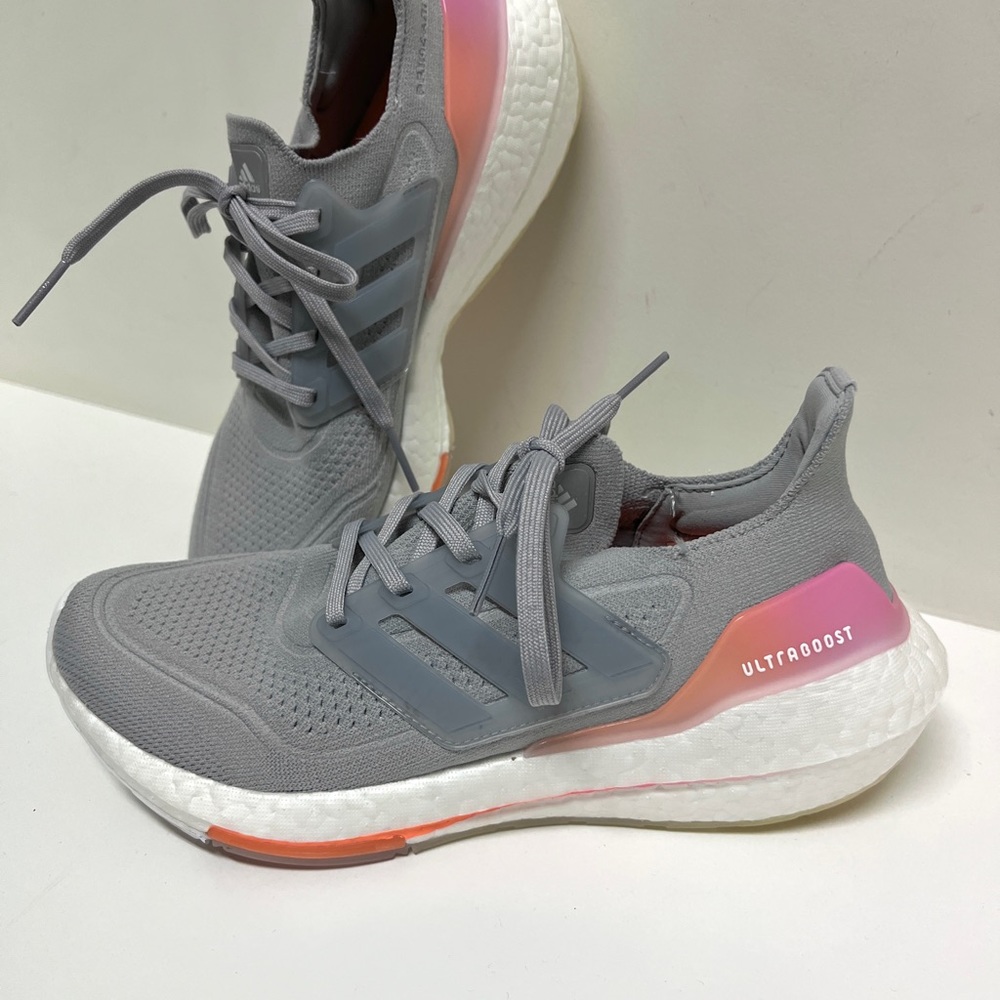 womens Adidas Ultraboost 21 pink/gray